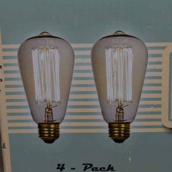 Vintage Style Clear Glass Edison Bulbs 4 Pack Set NIB - Picture 12 of 13